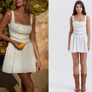 HOUSE OF CB 'Tiffani' White Lace Trim Mini Dress